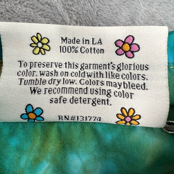 Big Bud Press Tie Dye Button Up Shirt Blue Green Size XS Unisex - Picture 7 of 10